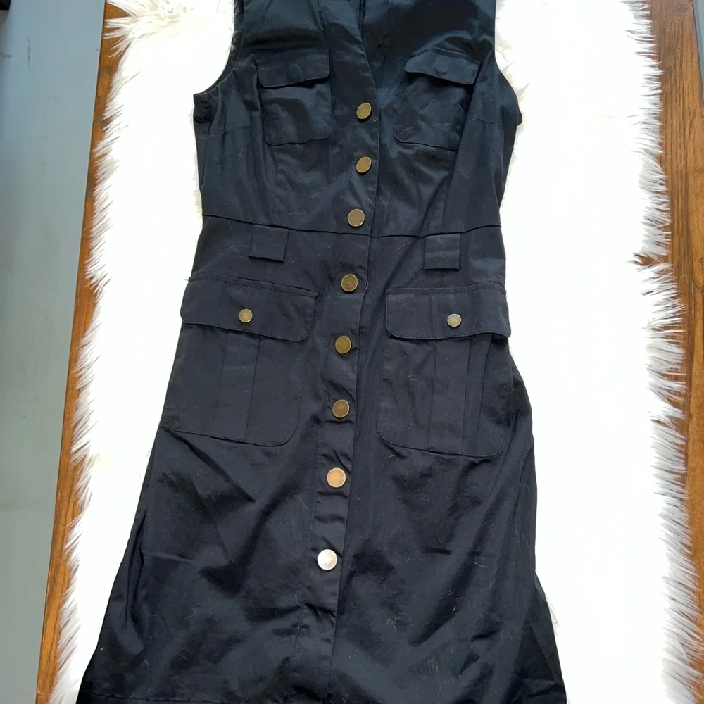 Banana Republic sleeveless black cargo shift dress size 2 - Picture 3 of 12